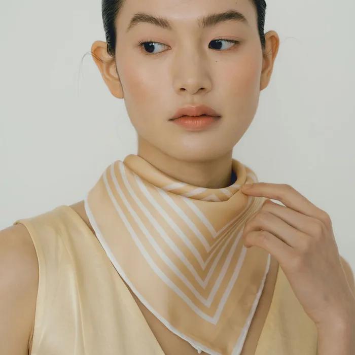 Logo Modern Square Silk Scarf 50 - Apricot