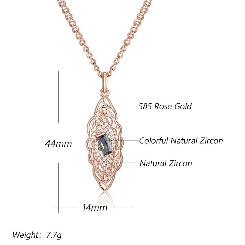 Kienl   Rose Gold Color Flower Pendant Necklace For Women Square Colorful Natural Zircon Accessories Daily Fine Jewelry