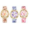 Bohemian Floral Watch with PU Leather Floral and Petal Analog Quartz Watch with Adjustable Arabic and Stylish Perfect Gift for and Christmas Women's