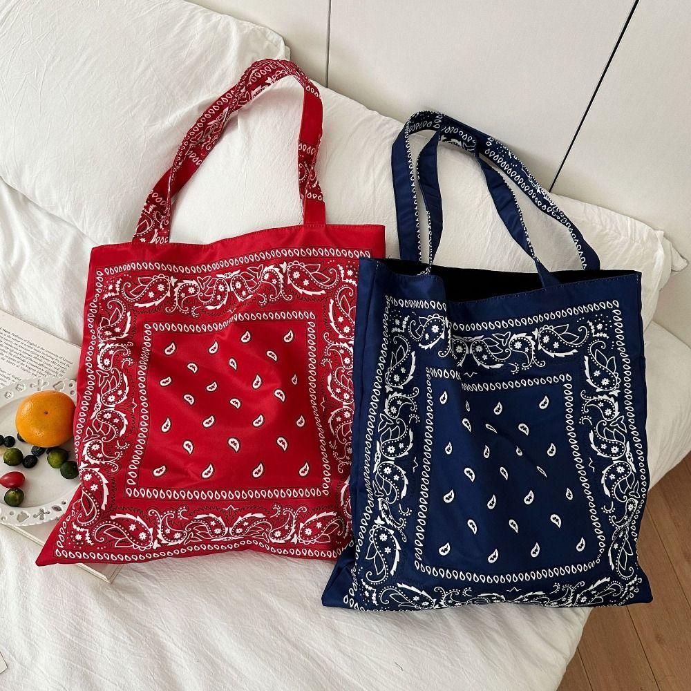 Große Kapazität Cashewblumen-Canvas-Tasche Bedruckte Damen-Handtasche Elegante Canvas-Tragetasche Reise