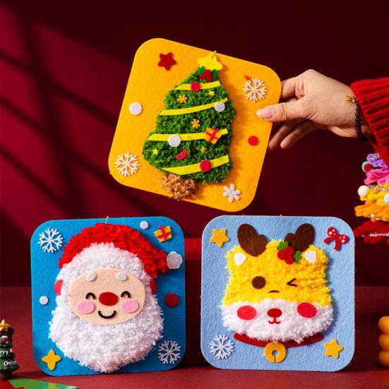 1/7/10Pcs Christmas Handmade DIY Material Bag Easy to Operate Embroidered Doll Set with Cartoon Animal Pattern Sewing Craft Kit