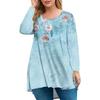Women's Plus Size Top, Garden Collar Long Sleeved Shirt, Fashionable Floral Print Casual Top