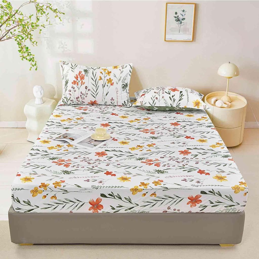 Flower And Plant Pattern Bed Hat Three-Piece Digital Printing Bedding Bed Hat Three-Piece Set Children And Adults