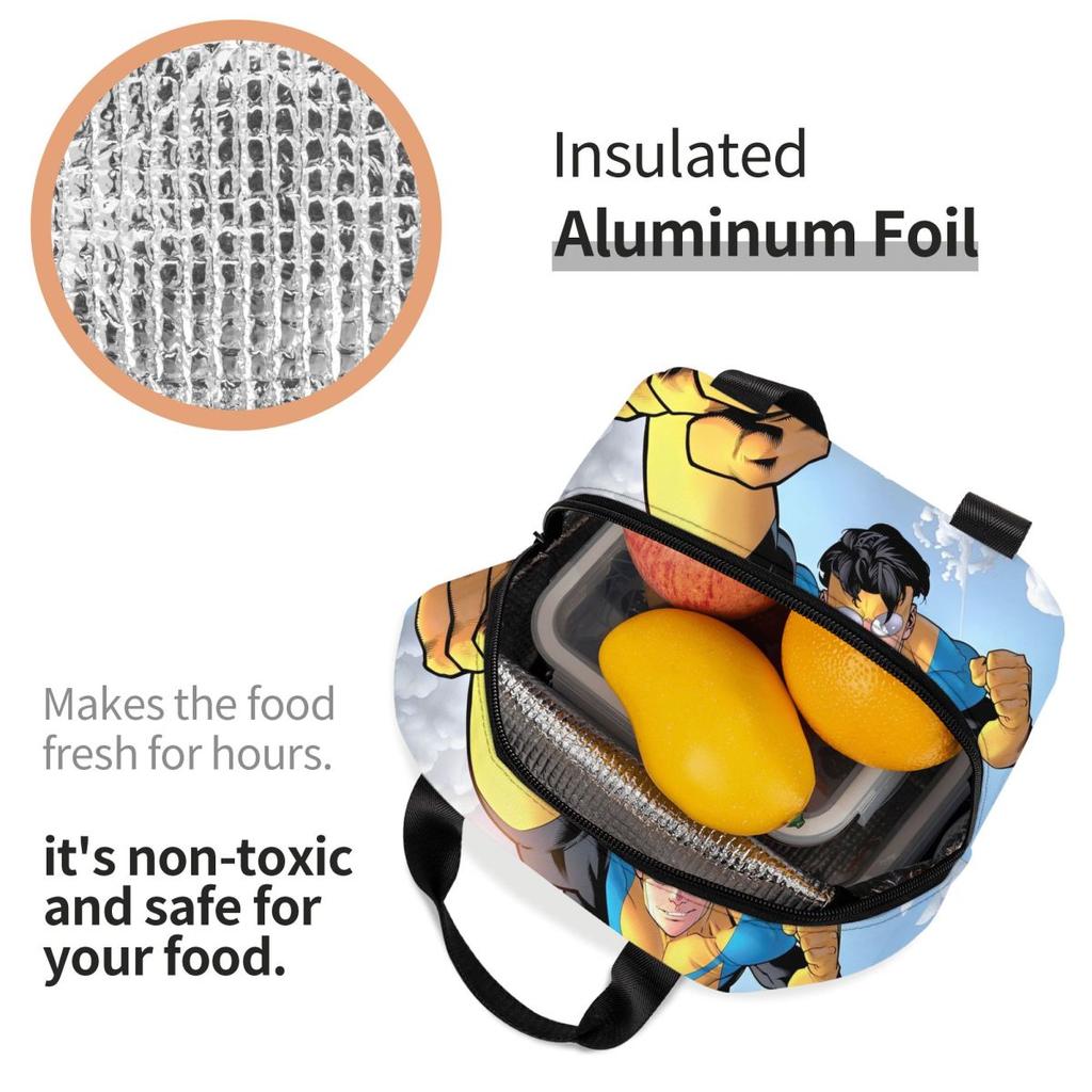 Insulated Lunch Box Invincible Cartoon Mark Grayson Merch Lunch Food Box Unique Design Cooler Thermal Bento Box For School
