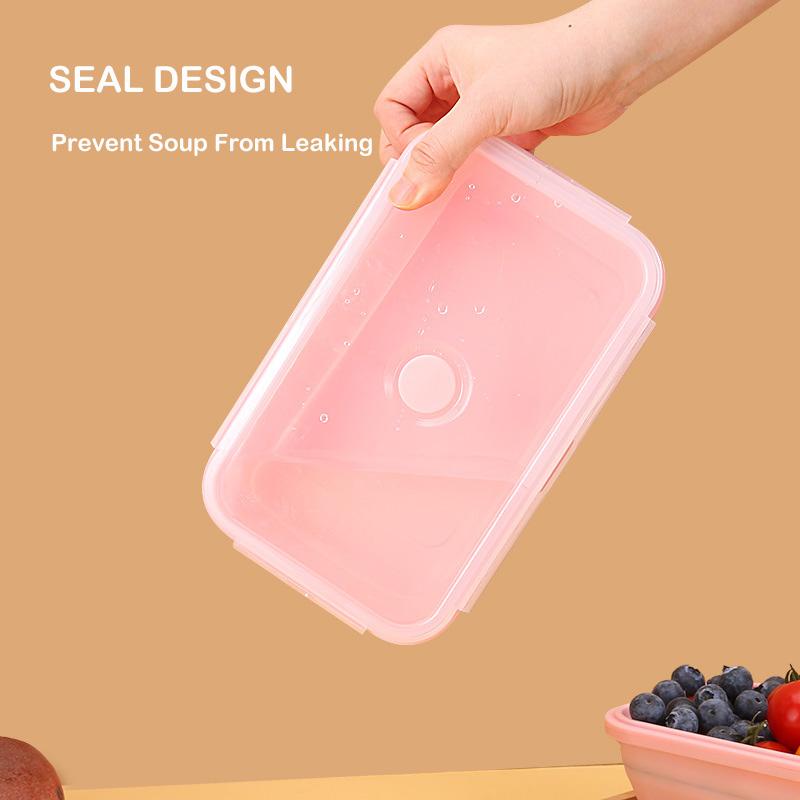 1200ML Silicone Foldable Lunch Box Collapsible Food Storage Container Bento BPA Free Microwavable Portable Picnic Rectangle Box