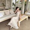 French Apricot Embroidered Lace Suspender Dress Women's Summer High-end Temperament First Love Seaside Vacation Beach Dress