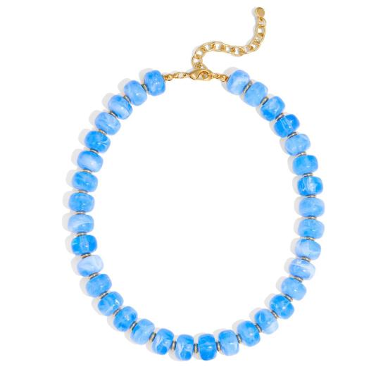 Klobiger Bunter Perlen-Choker Harzperlen-Halskette Boho Urlaubs-Halskette für Damen Tägliches Tragen Sommer Strandurlaub Schmuck