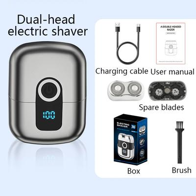 Mini Barbeador Elétrico Masculino Barbeador de Dupla Cabeça Display Digital Cabeças de Barbear Magnéticas