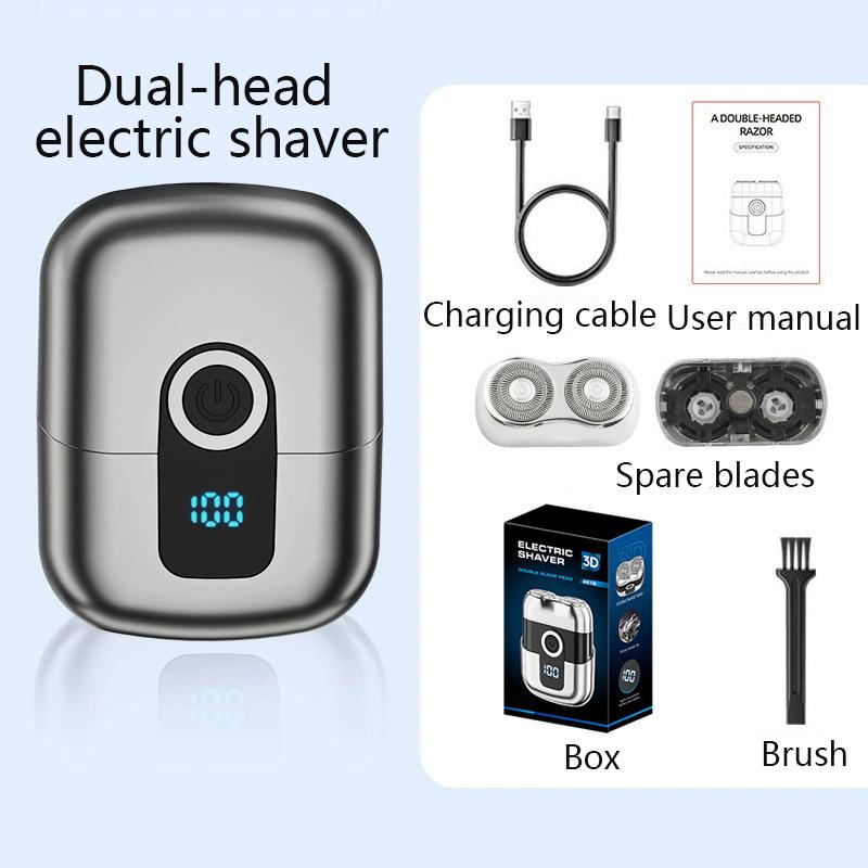 Mini Electric Men s Shaver Dual-Head Shaver Digital Display Magnetic Shaving Heads