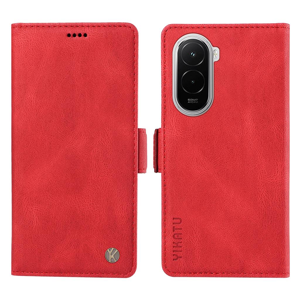 For Xiaomi Poco M7 4G (169mm) Leather Case YIKATU YK-005 Skin-touch Feeling Wallet Phone Cover