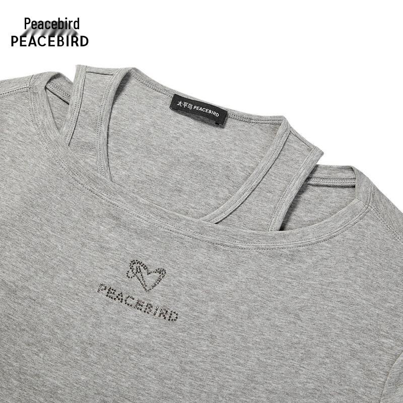 PEACEBIRD Women's False Two-Piece Long-Sleeve T-shirt