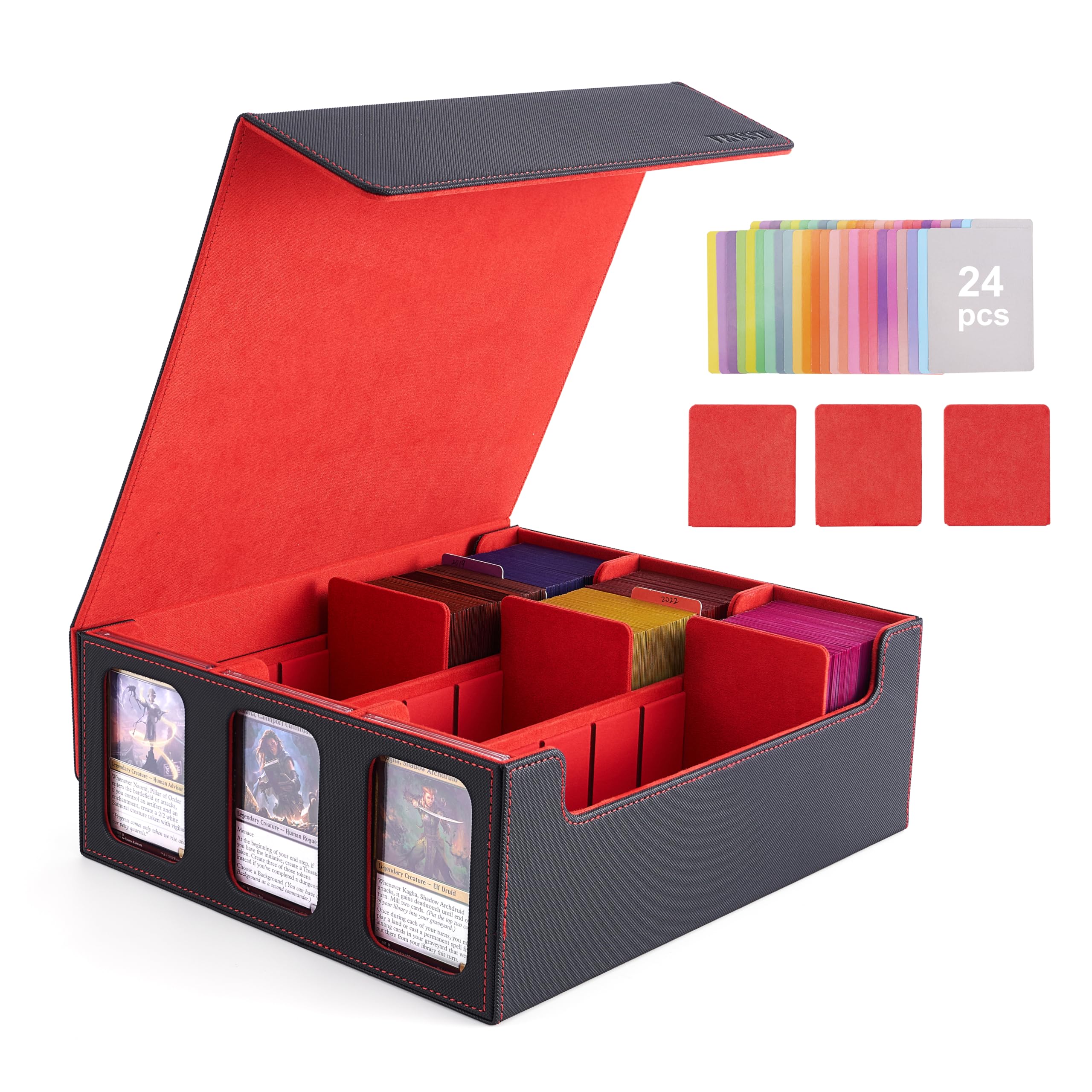 

Deck Trading Card Card Storage Holds Trading with and Card Compatible with and Other Card Games with Red 3 Case, Case, Box, 2300+ Cards, Window,