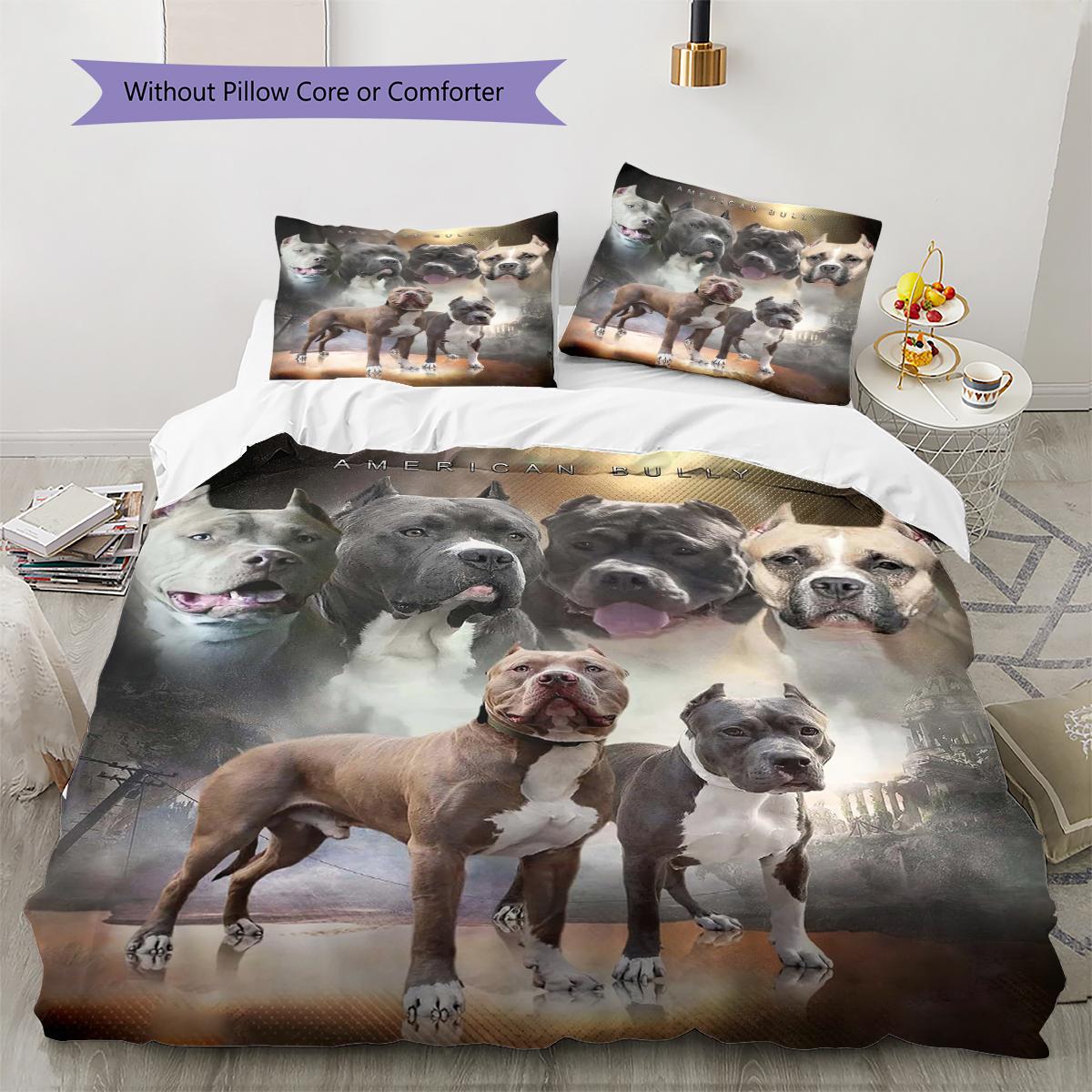 

Pitbull Pattern Bedding Quilt Set Quilt Cover Pillowcase Home Decoration Birthday Gift (1 * duvet cover + 2 * pillowcase, without core) 135x200cm