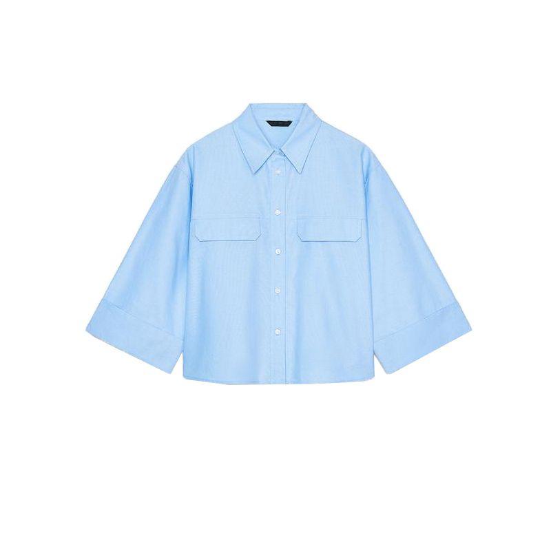 Spring New Women's Clothing Hong Kong Style All-Matching Casual Loose Lapel Long Sleeves Oxford Shirt Tops 7969023