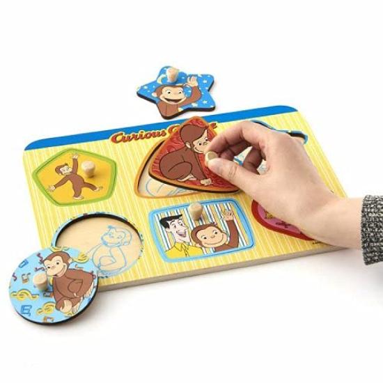 Witthart Curious George Wooden Shape Matching Puzzle VG6
