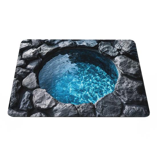 Floor Mat 3D Floor Strong Water Absorption Mat with Visual Effect Non-Slip Quick Drying Bathroom