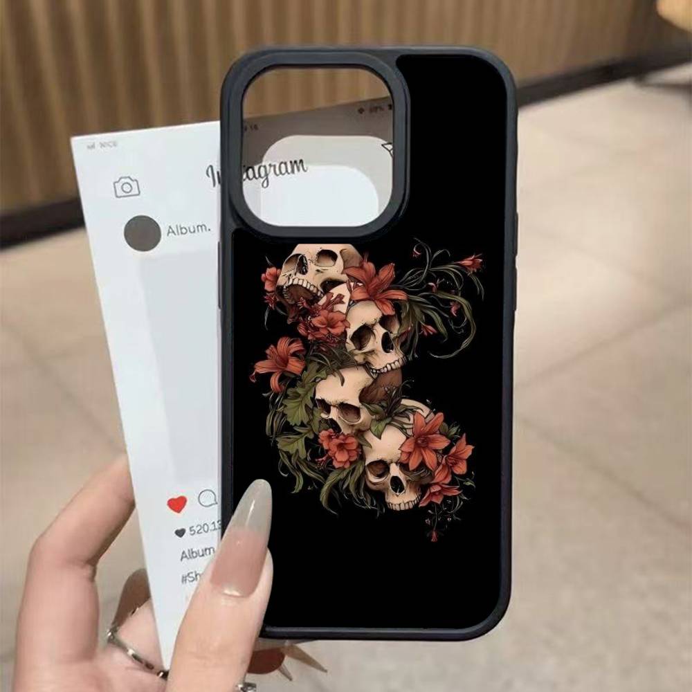 Skull Gothic Creepy Pastel Goth For iPhone 17 16 Pro Max Air 13 12 Mini 14 15 Plus 11 PC+TPU Back Cover