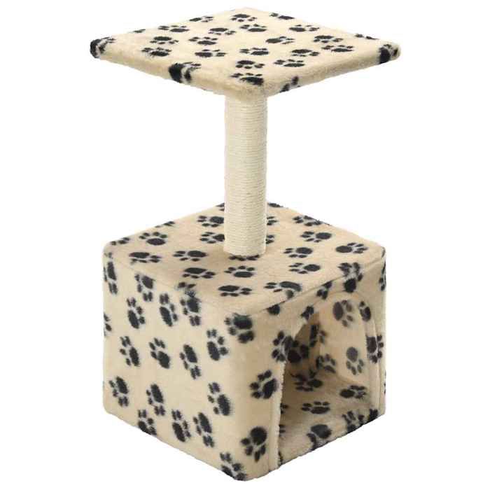 VidaXL Cat Tree with Sisal Scratching Posts 55 Cm Beige Paw Print