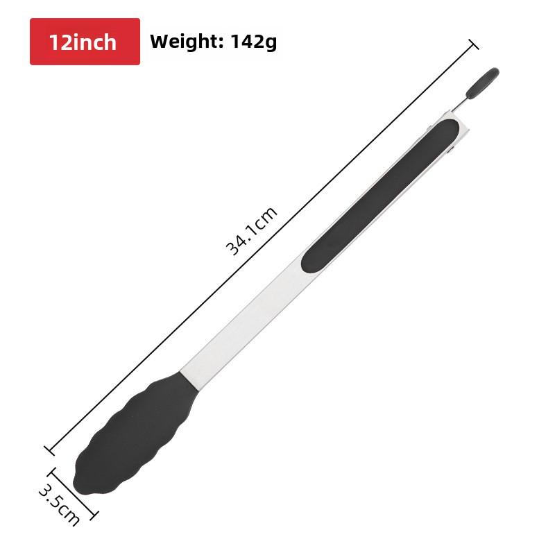 Stainless steel silicone food tongs tool, thickened heat-resistant kitchenware, barbecue tongs, grilled steak food tongs,