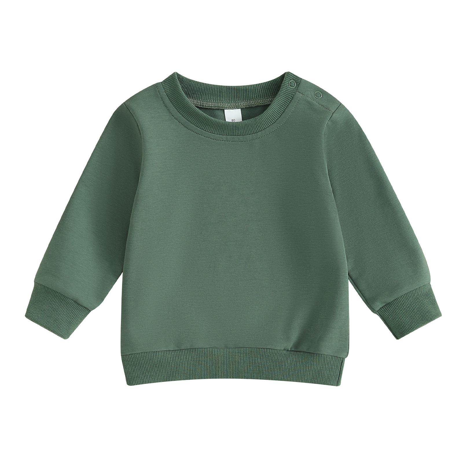 

Свитшоты для маленьких мальчиков, 6 мес, 12 мес, 18 мес, 24 мес, 3 года, однотонный пуловер с круглым вырезом и длинными рукавами, осенние топы 2-3 Years зелёный