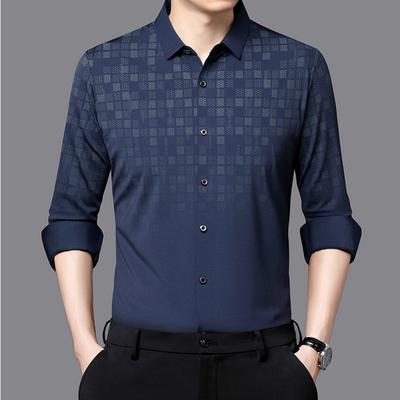 Spring and Autumn New Men's Long-sleeved Shirt Business Breathable Shirt Men's Trendy Casual Top