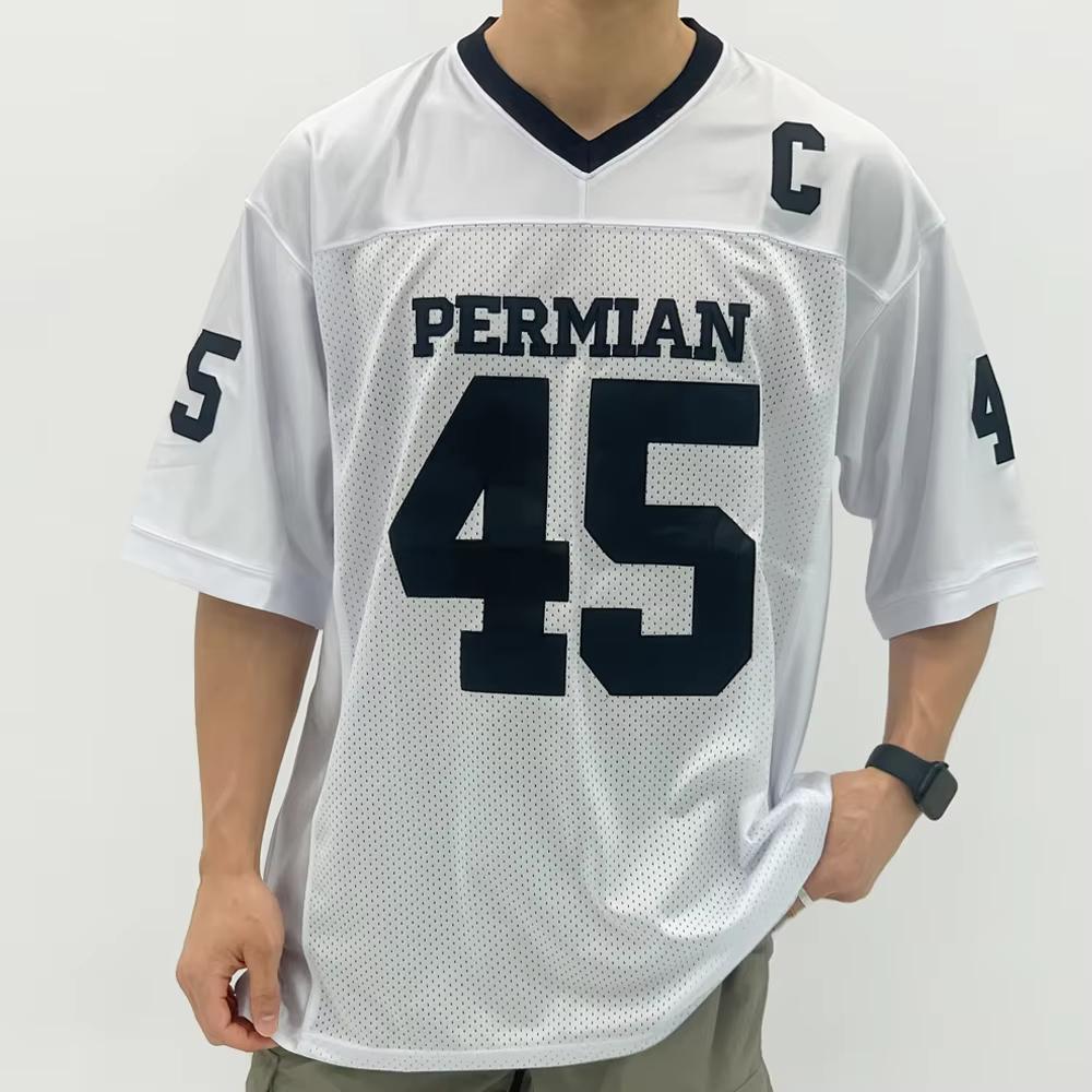 2024 New Arriavl American Retro Rugby Short Sleeved Sports Men T-shirt Number 45 Soccer Jersey 3D Printed Mesh Oversized Tops