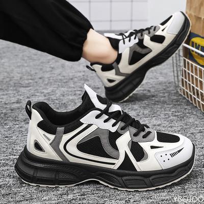 Spring Men's New Mesh Breathable and Versatile Thick Bottom Sports Leisure Running Trendy Men's Shoes Anti Slip Vulcanized Shoes