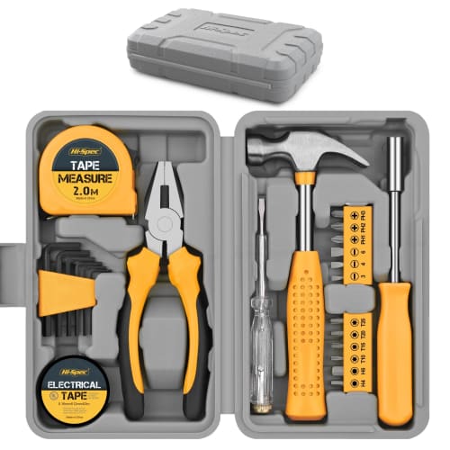 Hi-Spec 24-Piece Tool Set for Home Use, Beginner DIY Tool Kit, Includes Interchangeable Screwdrivers and Harman Screwdrivers, Basic Small Tool Set wit