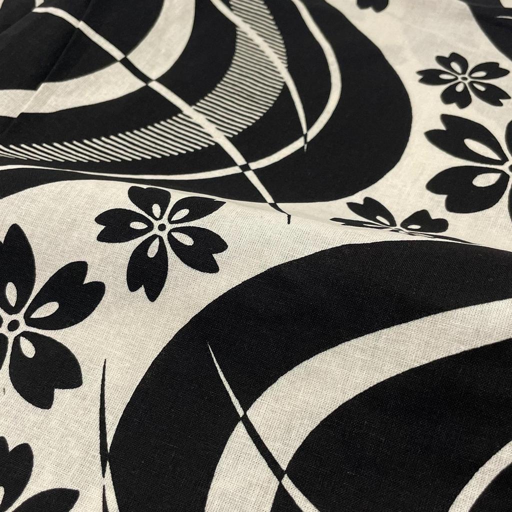 Yukata Set of One Size Fits Sakura Ryusui x Heiko Obi in [Fuuka] Women's 2, Adults, Most, (Black) (Made Japan/Sand Beige)