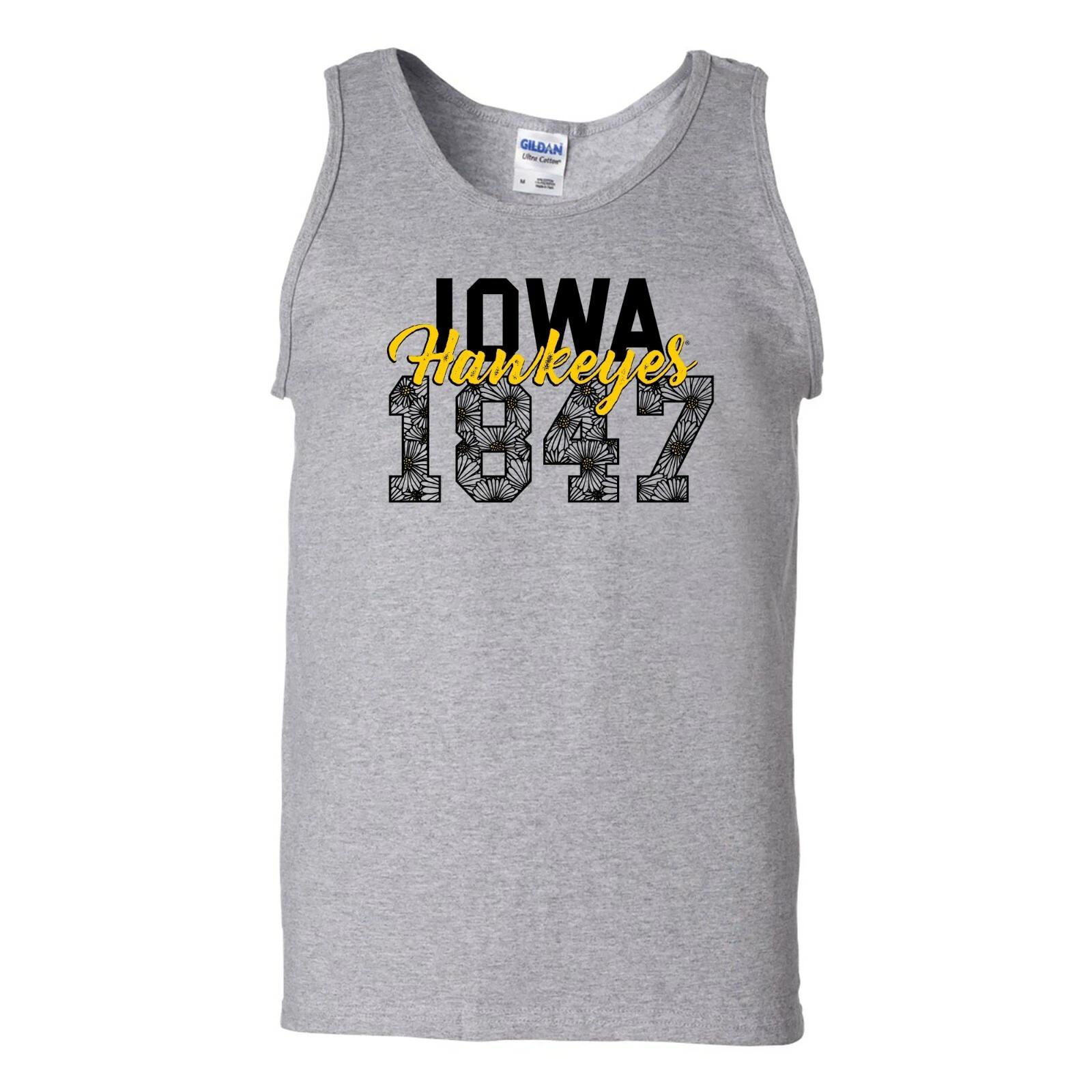 Iowa Hawkeyes Flower Power Tank Top - Sport Grey L