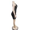 C6307 European & American Fashion Women's Solid Color Mesh Asymmetrical Neck Sleeveless Dress