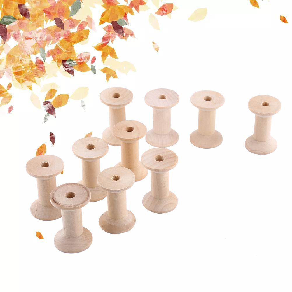 Empty Thread Spools,10Pcs 47mm x 31mm Unfinished Empty Thread Spool Sewing Thread Holder Sewing Rope Chain Thread Roll Wood Projects Supplies