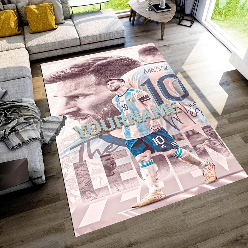 Messi Customize Text Floor Mat Suitable for Balcony Bedrooms Dormitory Kitchen Antislip Carpet Office home decor Perfect Gift for Women/Men