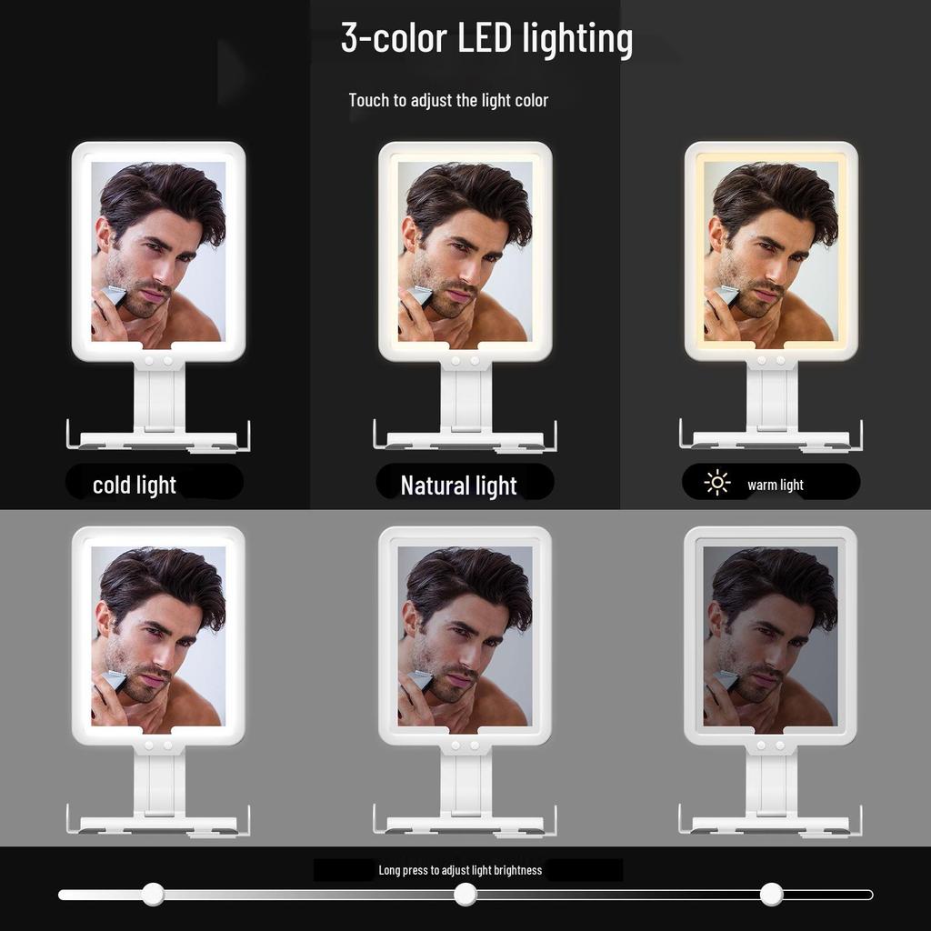 Beschlagfreie beheizte LED Badezimmer Rasierspiegel & Schminkspiegel, Wandmontiert mit wiederaufladbarem Licht