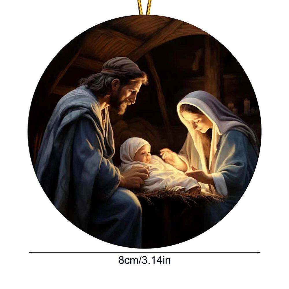 2D Acrylic Jesus Nativity Scene Pendant Christian Tree Ornament The Birth Of Jesus Pendant Home Navidad Decor New Year Xmas Gift