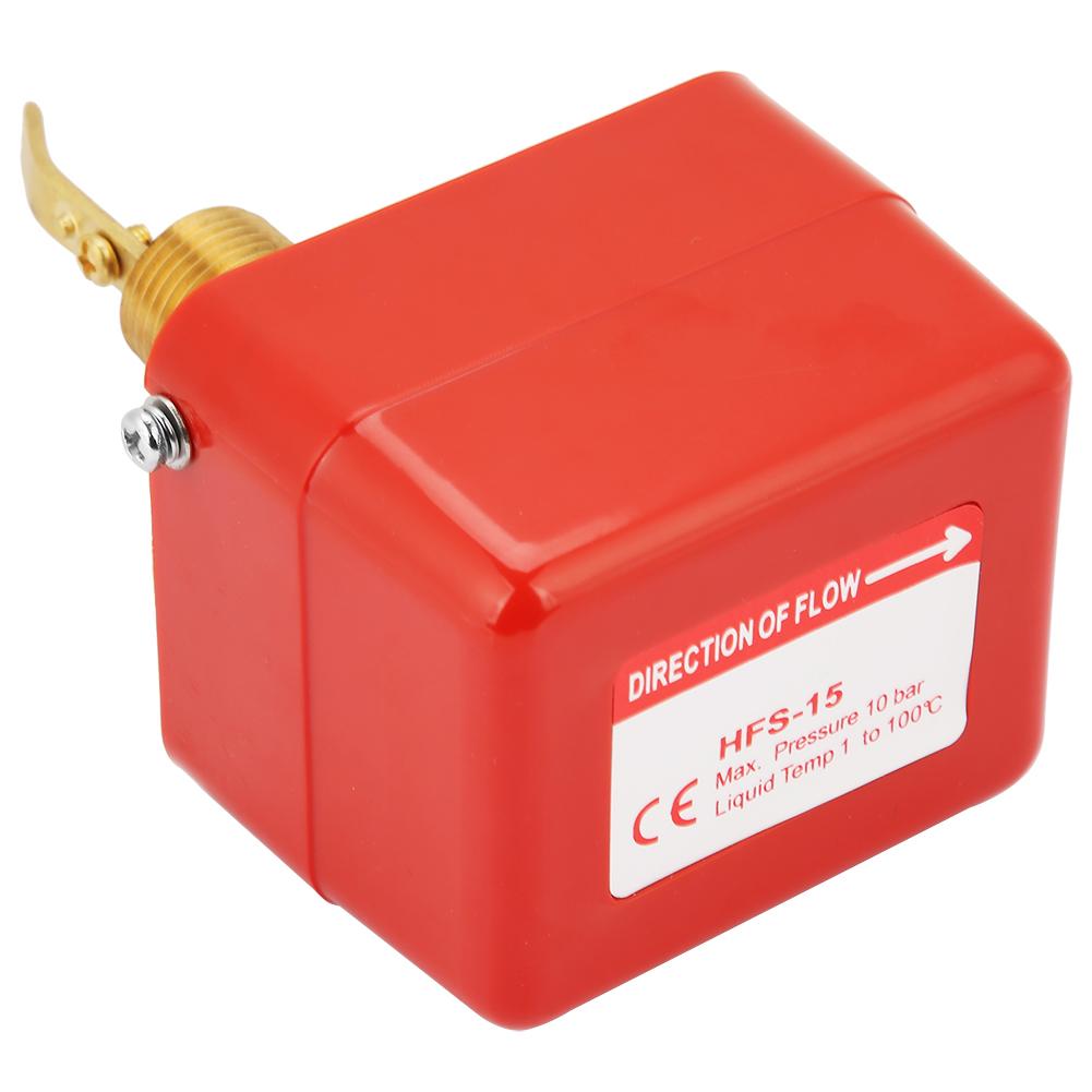 1 2 Water  Paddle Flow Switch Thread Connection SPDT Contacts Red(Partial Stainless Steel Type)