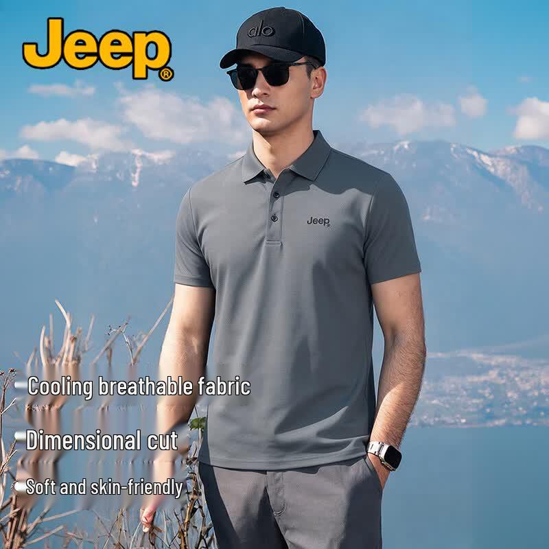 JEEP Men s Summer Breathable Business Casual Polo Shirt 2XL
