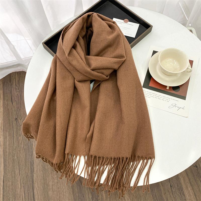 Luxury Brand Solid Women Cashmere Scarf Autumn Winter Warm Shawls Wraps Men Pashmina Tassels Scarves Female Foulard Poncho Stole