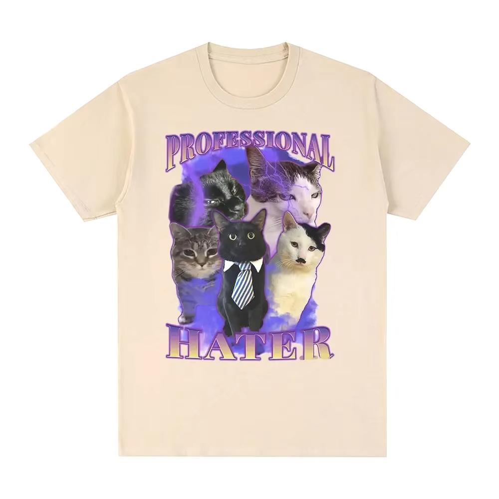 Unisex Funny Cat Emoji Pattern TShirt Summer Casual Fashion Womens Clothing Couple Match