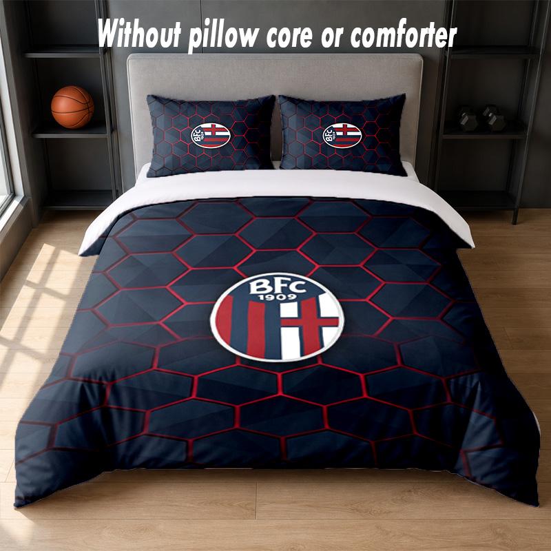 Bologna FC Design Bed Bedding Set 1 Duvet Cover + 2 Pillowcases Soft Breathable Household Bed Linens
