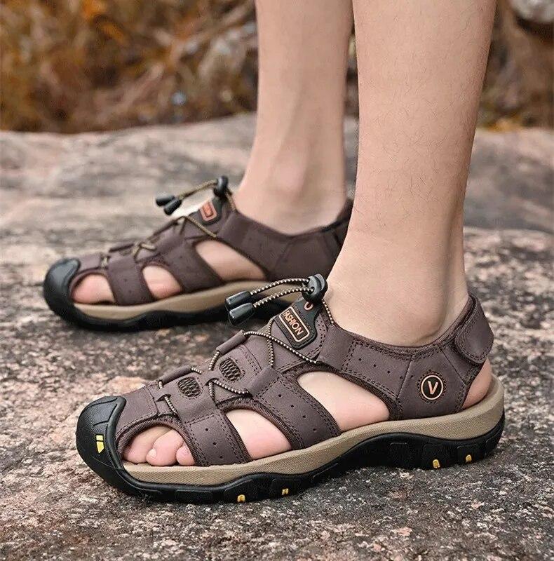 Genuine Leather Men Shoes Summer Large Size Men's Sandals Men Sandals Fashion Sandals Slippers