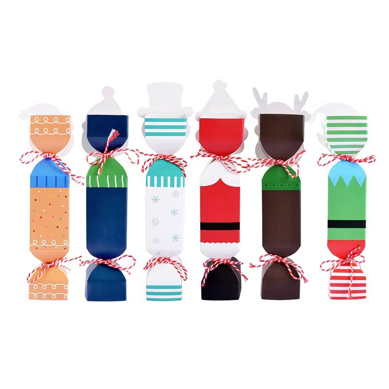 Різдвяна подарункова коробка для пакування подарунків, подарункові пакети, мультяшний дизайн, DIY 3D дизайн, товари для вечірок, для упаковки цукерок, креативні, 24 шт./набір