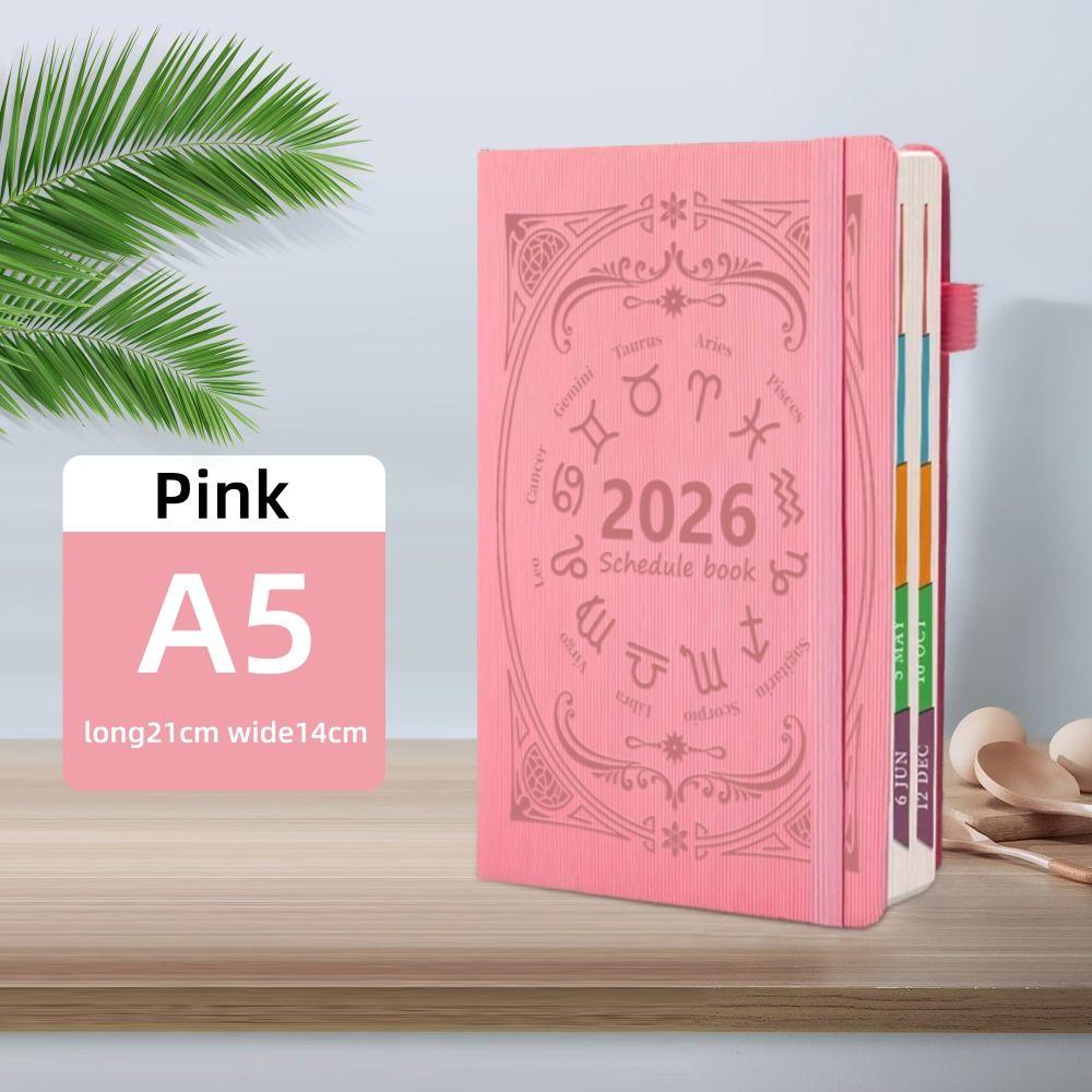 English A5 Agenda Planning Notebook Textured PU To-do List Notebook Office Work Planner  School