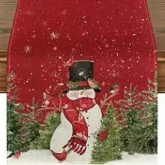 

Приграничная Рождественская Льняная Скатерть: Изолированный мультяшный праздничный декор для чайной церемонии и ТВ-тумбы 183cm x 33cm