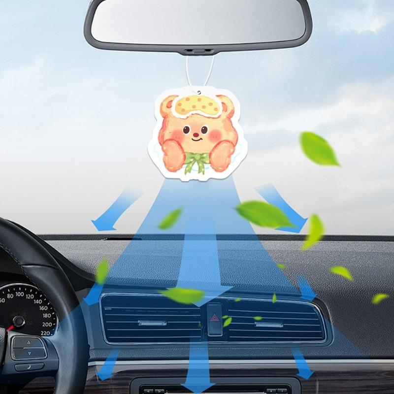 Niedlicher Bär Auto Parfüm Scheibe Auto Rückspiegel Dekoration Duft Baumwollpapierkarte Zuhause Auto Geruchsentfernung Dufttabletten