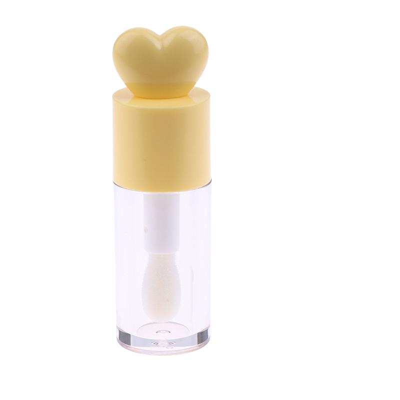 Tubos Criativos Fofos em Formato de Coração para Gloss Labial Transparentes Vazios Tubos Cilíndricos DIY para Bálsamo Labial 4ml com Aplicador Frasco de Batom Recarregável