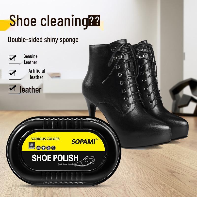 Colorless Cotton Sponge Shoe Polish - One Wipe Shine & Waterproof Care for Leather