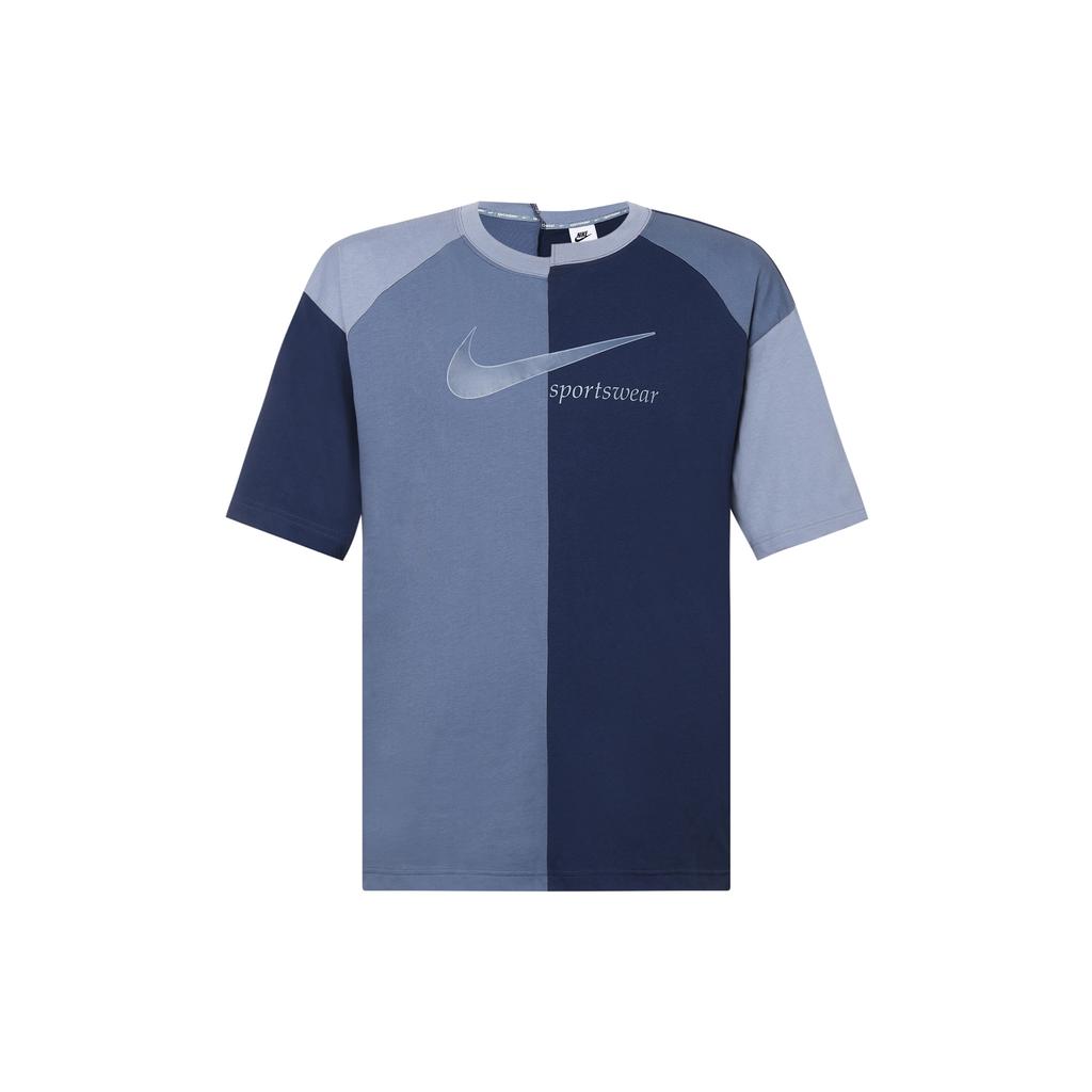 New Nike Women'ss Retro Colorblock Loose Fit Crewneck T-Shirt Blue DV8318-410