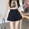 Large Retro Rolled Edge High Waisted Denim Shorts for Women In Summer Loose Wide Leg Pants Spicy Girls' A-line Straight Leg Hot Pants