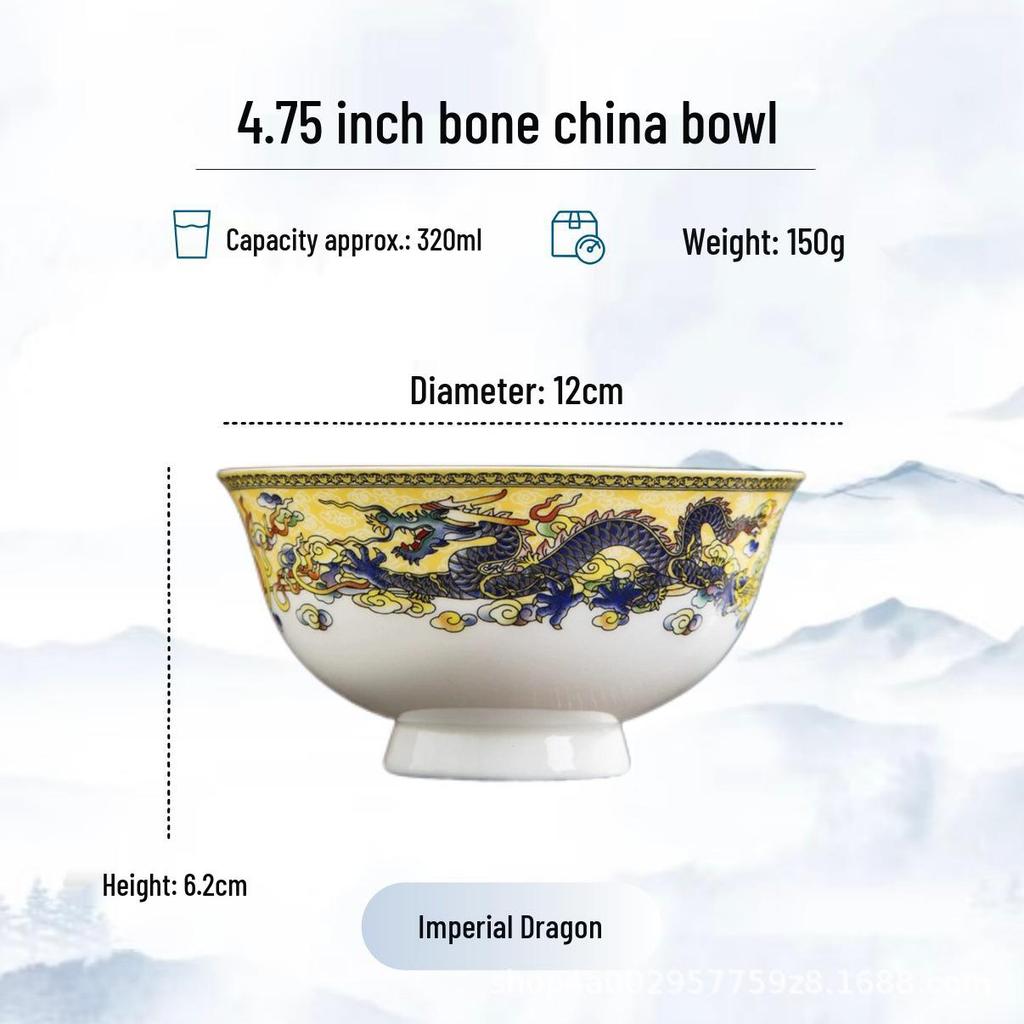 Blue and White High-Foot Bone China Noodle Bowl - Chinese-Style, Anti-Scald, Customizable for Birthdays
